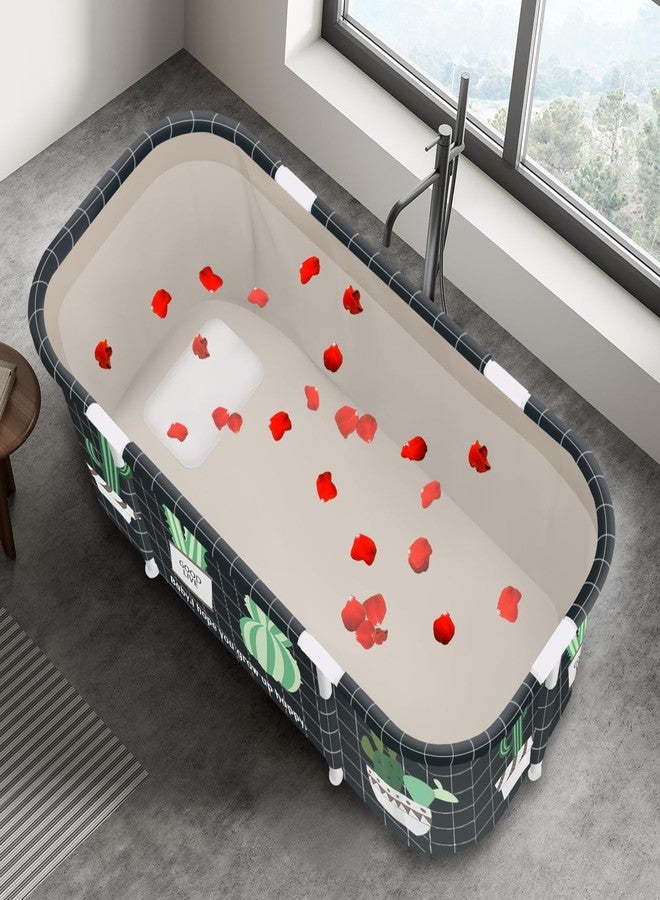 Valajogi Foldable Adult Bath Tub for Home Spa | Large Portable Bathtub with Backrest & Handle | Insulated Folding Tub for Hot & Cold Soak, Ice Bath, Bubble Bath & Relaxing Spa (Cactus) - Image 5